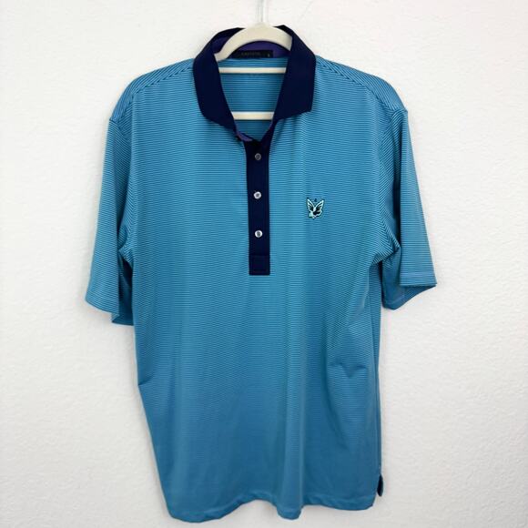 Greyson Mens Polo Shirt Size L Golf Active Striped Contrast Green - Picture 1 of 8